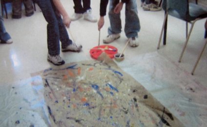 Students painting abstract