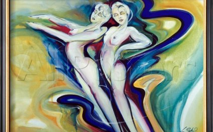 Woman abstract art, Nude Twins