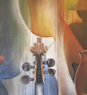 contemporary artwork of a violin, AS Art and Design