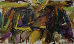 Elaine de Kooning, Bullfight, 1959, oil on canvas. COURTESY MARK BORGHI ARTWORK, NEW YORK/©ELAINE DE KOONING TRUST