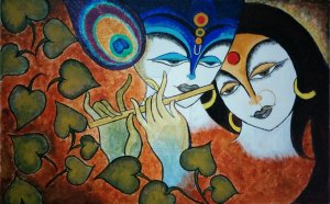 Abstract paintings of Radha Krishna