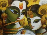 Radha Krishna Abstract oil painting